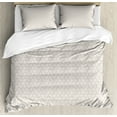 thumbnail image 1 of Art Deco Duvet Cover Set King Size, Damask Style Geometric Seashell Inspired Wavy Stripes and Pointilistic Lines, Decorative 3 Piece Bedding Set with 2 Pillow Shams, Dust and White, by Ambesonne, 1 of 3