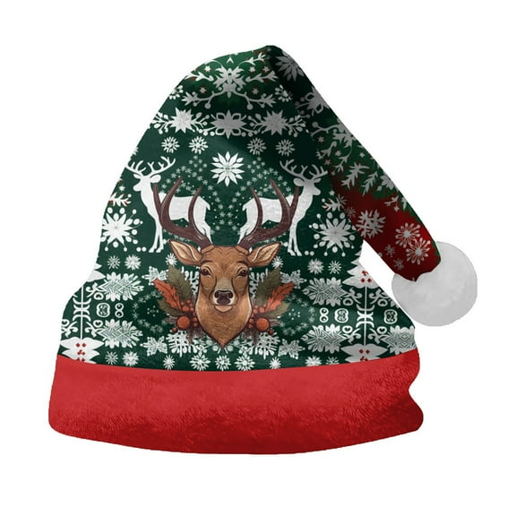 Generic Christmas Hat For Adult Holiday Parties And Events Christmas Tree Santa Printing Santa's Hat Men And Women Ribbed Knit Hat Christmas Hat Decoration