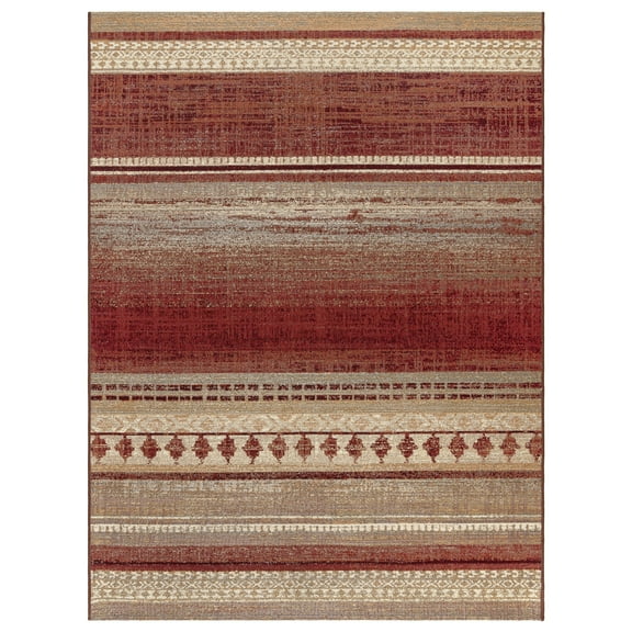 Lux Fuego Indoor/ Outdoor Polypropylene Red Jacquard Woven Tapesty Area Rug, 5x8
