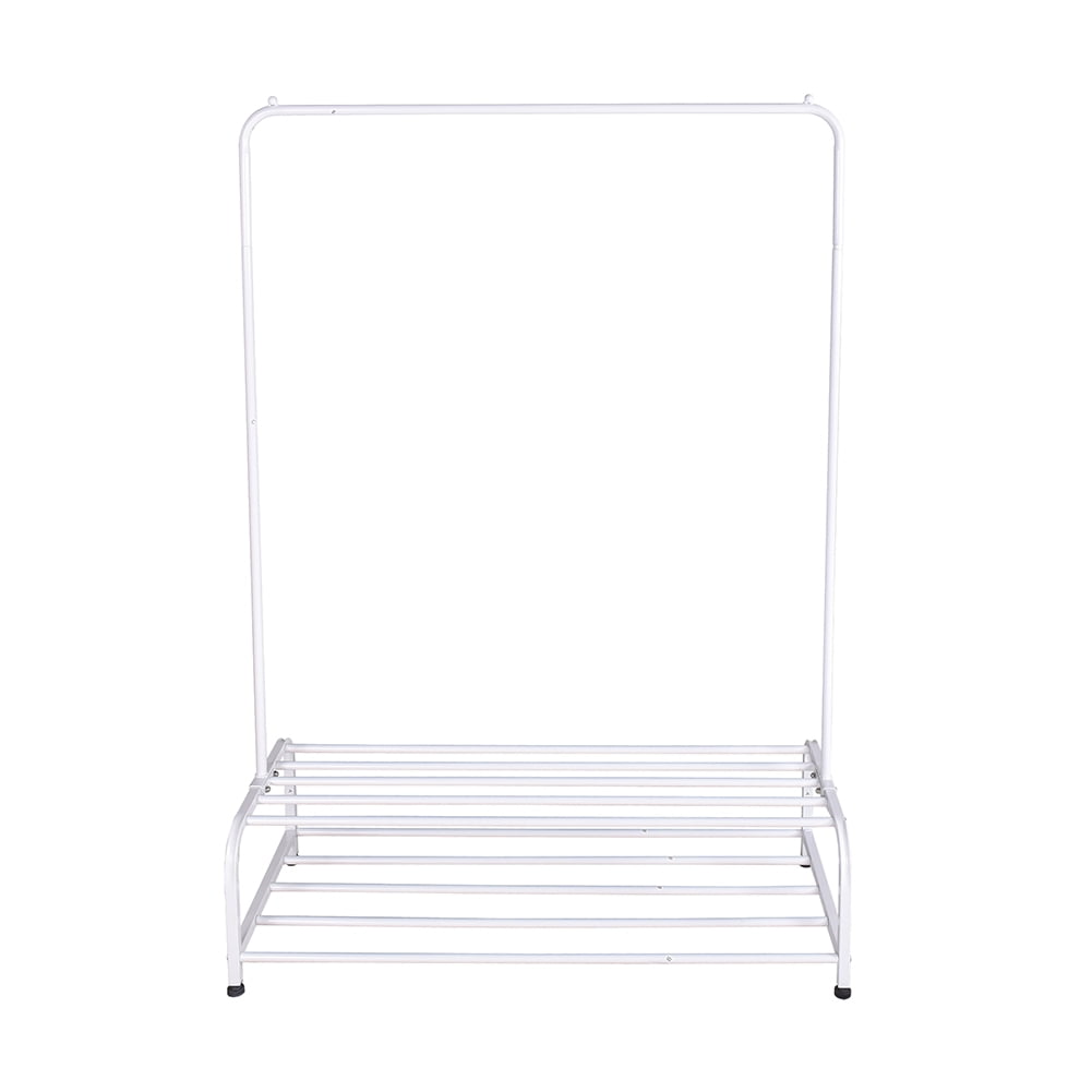 Lowestbest Clothing Garment Rack with Shelves, Metal Cloth Hanger Rack Stand Clothes Drying Rack, White Lowestbest Clothing Garment Rack with Shelves, Metal Cloth Hanger Rack Stand Clothes Drying Rack, White