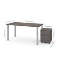 thumbnail image 2 of Table de bureau 60L avec caisson mobile Universel de Bestar, gris écorce, 2 of 2