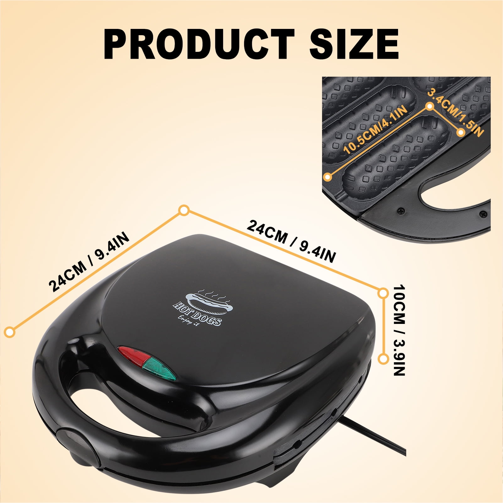 Corn Dog Waffle Maker,850W Hot Dog Waffle Machine with Non-stick Coating Plate, 6 Corn Dogs Maker Toaster ,Black