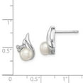 thumbnail image 2 of FB Jewels Sterling Silver Rhodium 6mm FW Cultured Pearl & Diamond Post Ear, 2 of 2
