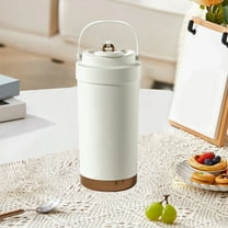 Ceramic Coffee Cup with Straw, Double Wall Insulated Travel Mug, Leak Proof Lid, Wide Mouth Easy Clean, BPA Free Hot Cold Drinkware, Portable Tumbler for Office Car