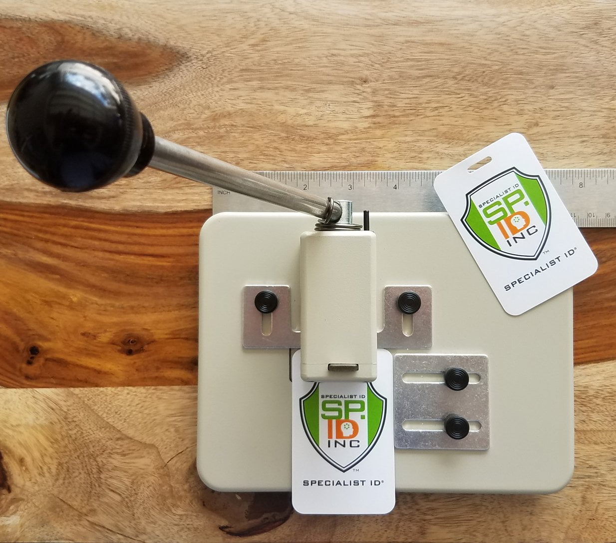 Heavy Duty Table Top Slot Punch for ID Card Badges with Precision Adjustable Top & Side Slide Guides by Specialist ID