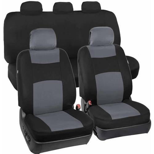 BDK Standard Car Seat Covers 9pc Polyester Cloth 2 Front and Solid Full
