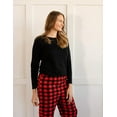 thumbnail image 3 of Leveret Womens Cotton Top & Fleece Pants Black & Red Plaid Small, 3 of 3