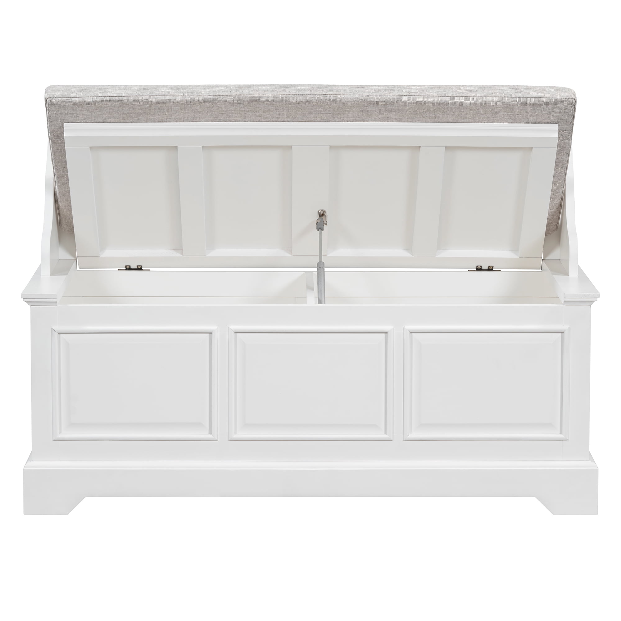 Retro Shoe Storage Bench with Hidden Storage and Cushion, White