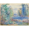 thumbnail image 3 of Pierre-Auguste Renoir 24x19 Black Modern Framed Museum Art Print Titled - River Landscape (1890), 3 of 5