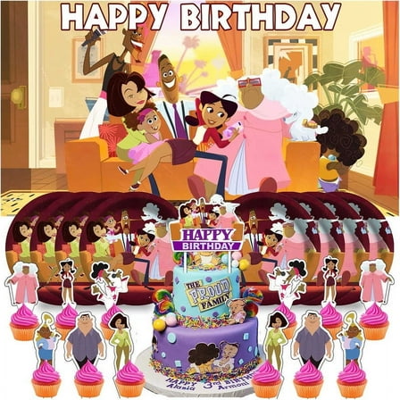 Proud Family Party Supplies Birthday Decorations Plates Banner Kids Cake Toppers Set Decor