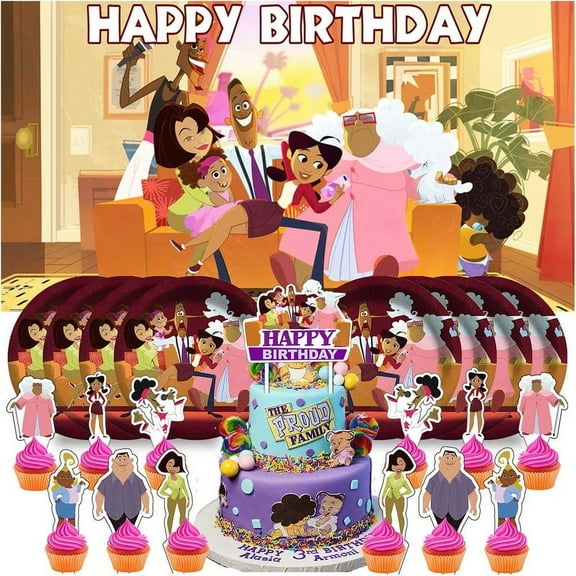 Proud Family Party Supplies Birthday Decorations Plates Banner Kids Cake Toppers Set Decor