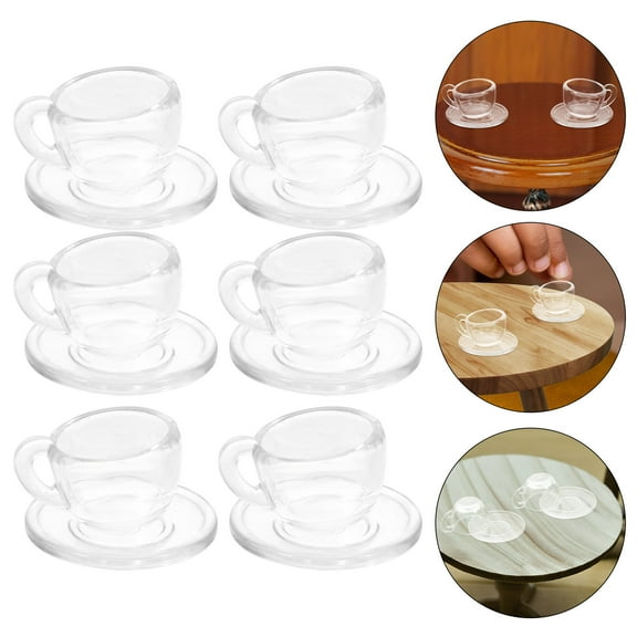 ROSENICE 20Sets Mini Tea Cups And Saucers In Plastic For Dollhouse Accessories Home Decoration Collectors present