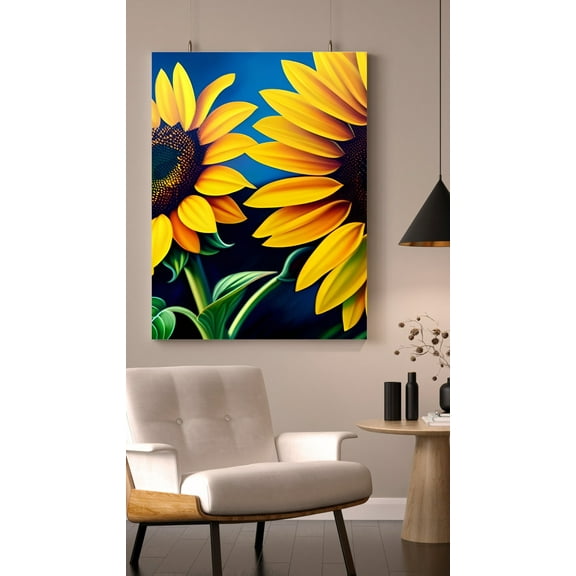Sunshine in Bloom - Blooming Sunflower Canvas Wall Art