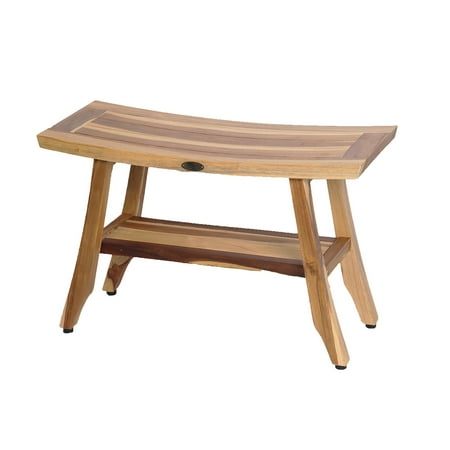 Ecodecors Earthyteak Satori 28 Teak Shower Bench With Shelf