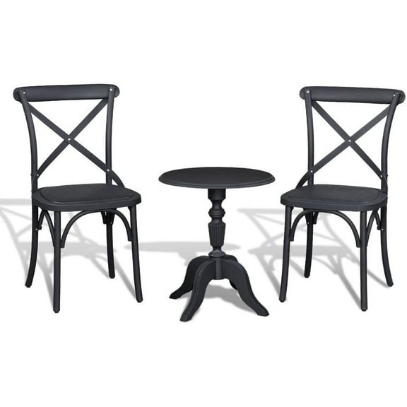 3PCS Patio Set Outdoor Indoor HEAVY DUTY Classical Plastic Nylon Cross Back Dining Chairs with Table (Choice of Colors)