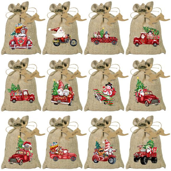 Bolsas de regalo de arpillera navideñas BORAMDO, 24 unidades, 13 x 18 cm