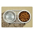 thumbnail image 1 of Brown Mandala Pet Mat for Food and Water, Close up Detail of Hand-Drawn Oriental Flower in Cultural Style, Non-Slip Rubber Mat for Dogs and Cats, 18" X 12", by Ambesonne, 1 of 2