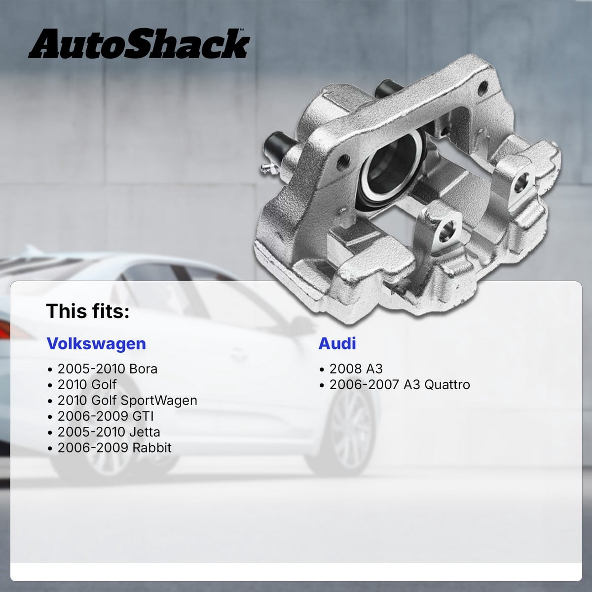 AutoShack Rear Brake Calipers for Volkswagen & Audi, Jetta 2005-2010 Rabbit 2006-2009 GTI 2006-2009 Golf 2010 A3 Quattro 2006-2007, AWD FWD L4 1.9L 2.0L L5 2.5L V6 3.2L, Left and Right, Pair