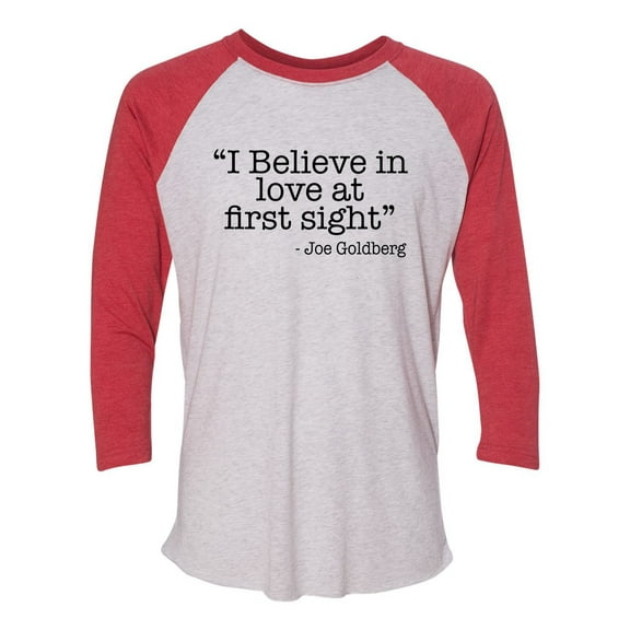 Unisex Adult Love At First Sight Joe Goldberg Quote You Raglan Tee-Red-large