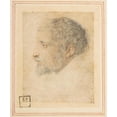 thumbnail image 3 of Parmigianino 15x17 Black Modern Framed Museum Art Print Titled - Head of Man in Profile to Left (1503-40), 3 of 5