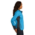 thumbnail image 3 of Port Authority Ladies Vertical Hooded Soft Shell Jacket-S (Cyan Blue/ Magnet Grey), 3 of 5