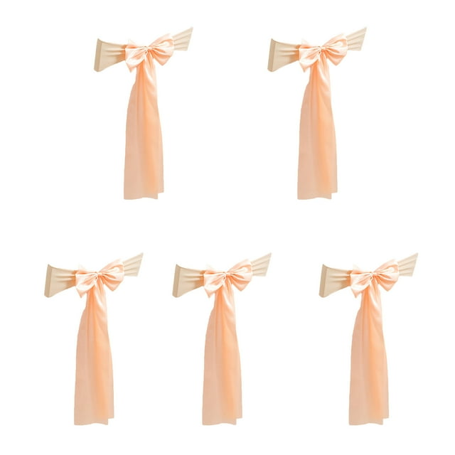CSChome Bow-knot Sashes Decorative Chair Sashes: Bright Color, Soft Fabric, Washable, Smooth, Non-Fading, Wedding Party Banquet, 5Pcs