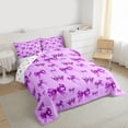 thumbnail image 3 of jejeloiu Cartoon Cute Bow Queen Comforter Set,Purple Kawaii Bowtie Bedding Comforter Set For Teens Reversible 3pcs, 3 of 8