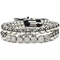thumbnail image 4 of EOEMY Luxury Multi-Styles Men Women Micro Pave Cz Crown Copper Bead Adjust Bracelets-Crown+Ball Set-Silver, 4 of 8