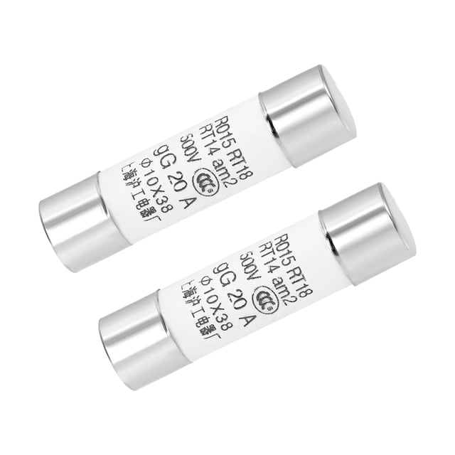 Fusibles de cartucho automotriz Unique Bargains 20A DC 10x38mm Reemplazo para estéreo de coche, alarma y amplificador, cerámica plateada