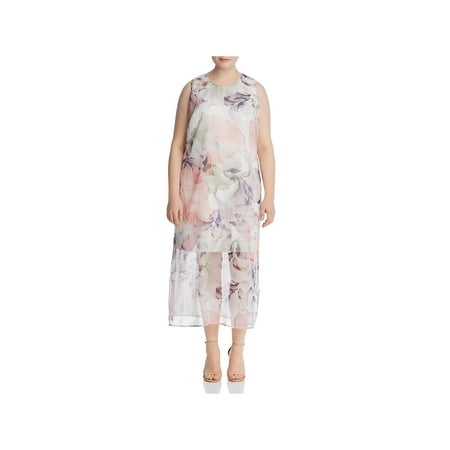 Vince Camuto Womens Plus Floral Print Tent Maxi Dress Ivory 1X