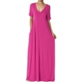 thumbnail image 1 of TheMogan Robe Maxi Surdimensionnée en Jersey Doux pour Femmes, Col en V, Manches Courtes avec Poche, 1 of 6