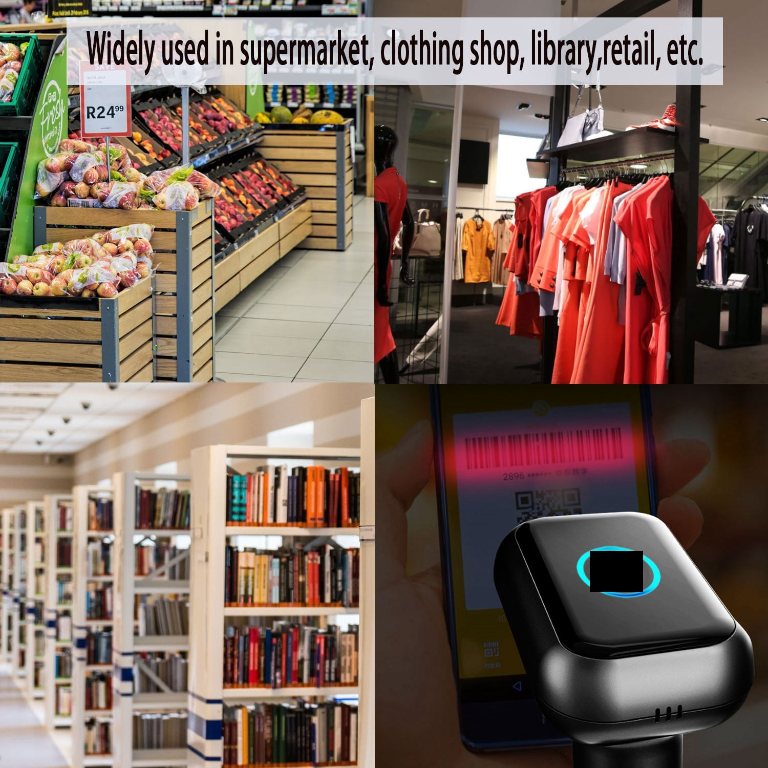 2D 1D Barcode Scanner High-performance Scanner QR Code Reader USB Wireless High Speed Durable Full Exposure With Base For Store ,Easy to Operate