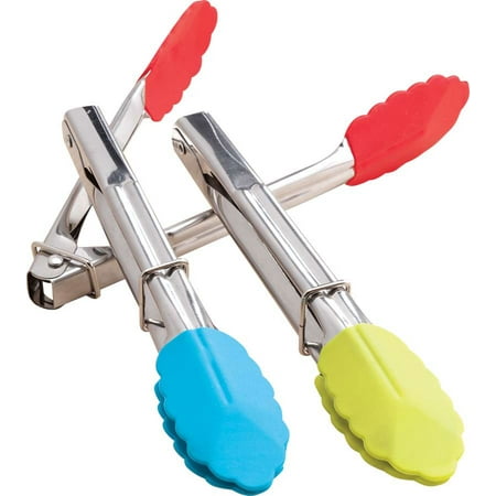 

Miles Kimball Silicone Stainless Steel Food Tongs 7 inch Set Of 3