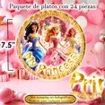 thumbnail image 3 of 24 Pz Plato De Cartón Premium Pastelero De Personajes My princess 3 XV, 3 of 4