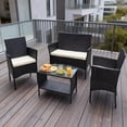 thumbnail image 3 of ENYOPRO 4-Piece Outdoor Furniture Set, Rattan Outdoor Patio Upholstered Furniture Set with Beige Cushions and a Glass Coffee Table, Perfect for Pools, Gardens, Patios, and Backyards, 3 of 9