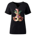 thumbnail image 6 of Craaazy Mardi Gras Shirts for Women Short Sleeve Casual Carnival Printed V-neck T-shirts Gifts, 6 of 6