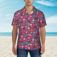thumbnail image 5 of Uemuo Summer Flamingo Printed Regular Fit Short Sleeve Casual Hawaiian Shirt for Men,Aloha shirt,Tropical shirt,Floral print shirt,Vacation Beach shirt-, 5 of 9
