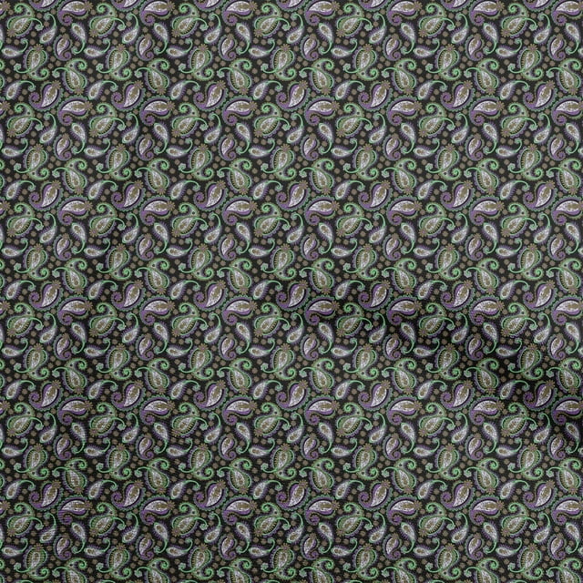 oneOone Cotton Flex Black Fabric Asian Paisley Sewing Craft Projects Fabric Prints By Yard 40 Inch Wide