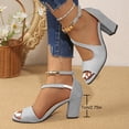 thumbnail image 7 of Dress Sandals Women, Women High Heels, Chunky Heels, Strappy Heels for Women, Women Classic Summer Open Toe Heeled Sandals Fashion Dress Shoe Comfort Walking Footwear Anti Slip Heels, Gray 8.5, 7 of 7