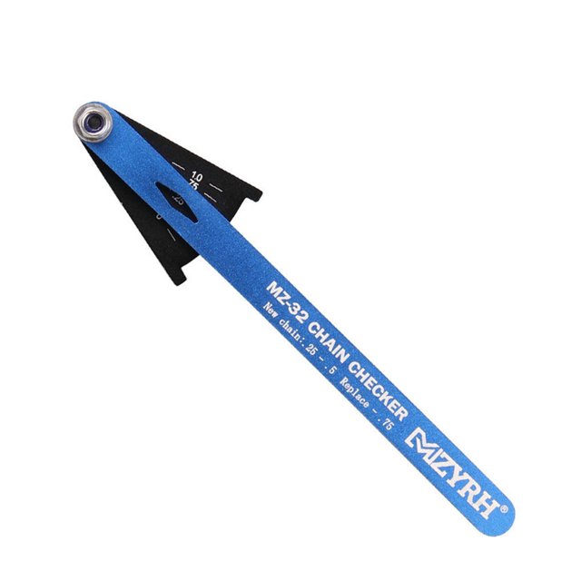 Toystoory Comprobador de cadena de bicicleta portátil, indicador de desgaste, aleación de aluminio, herramienta de reparación de instrumentos Ciclismo azul