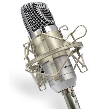 - Professional Condenser Microphone, Fosmon XLR to 3.5mm Desktop or Laptop Studio Cardioid Voice Recording Mic with Shock Mount & Windscreen for Broadcasting, Pod Casting, YouTube, Live & On Stage