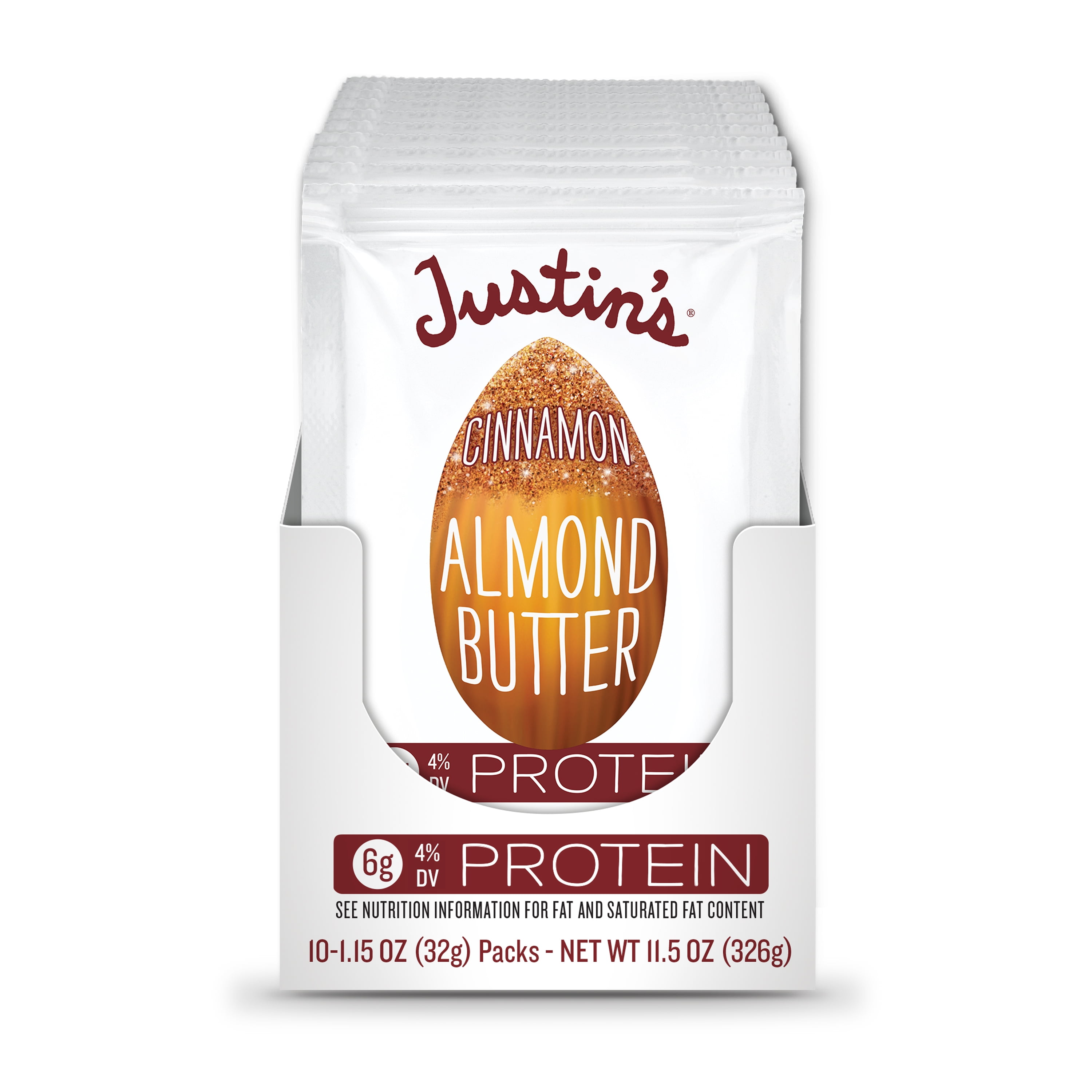 Justin's Gluten-Free Cinnamon Almond Butter Squeeze Pack, 1.15 oz (10 Pack)