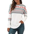 thumbnail image 2 of Puntoco - Camiseta de Navidad para mujer, blusa con parches de manga larga para mujer, sudadera informal, tops Puntoco Puntoco-2565, 2 of 8