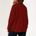 thumbnail image 5 of Lenpel Oversized Sweatshirts for Women Trendy V Neck Long Sleeve Casual Loose Pullover Sweater Tops Fall Winter Outfits(Wine,X-Large), 5 of 5