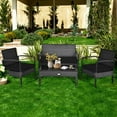 thumbnail image 2 of Yardi Yarda 4 Pieces Patio Rattan Cushioned Furniture Set, Patio Conversation Set for Outdoor as Yard, Black, 2 of 15
