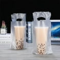 thumbnail image 6 of NOGIS 100 PCS Drink Carrier for Delivery, Plastic Bag Carrier with Handle Single Cup Carriers Bag Holder Carrier Portable Coffee Container for Coffee Beverage Juice, 6 x 11 Inch (1 Cup), 6 of 7