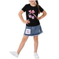thumbnail image 2 of hengsof Ensemble Deux Pièces Jupe à Manches Courtes Imprimé Ours avec Nœud Doux pour Filles, Jupe à Manches Courtes Col Rond Taille Élastique Ensemble Décontracté Confortable, 2 of 6