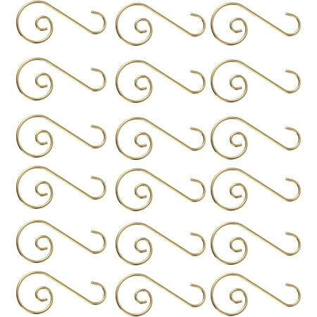 

S-Shaped Hook Swirl Christmas Ornament Hooks Stainless Steel Christmas Tree Hanger S Shaped Steel Hangers for Christmas Bauble Ball Stocking Wreath 100pcs (Golden) Decorative Hook