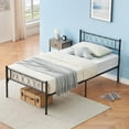 thumbnail image 4 of GAOMON Twin Size Metal Bed Frame with Heart Design Headboard, Under Bed Storage, No Box Spring Needed, Black, 4 of 7