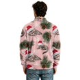 thumbnail image 3 of Christmas Corduroy Sweatshirt for Men , Long Sleeve Quarter Zip Collar Drop Shoulder Fall Winter Loose Fit Soft Comfy Casual Pullover Top Pink L, 3 of 5